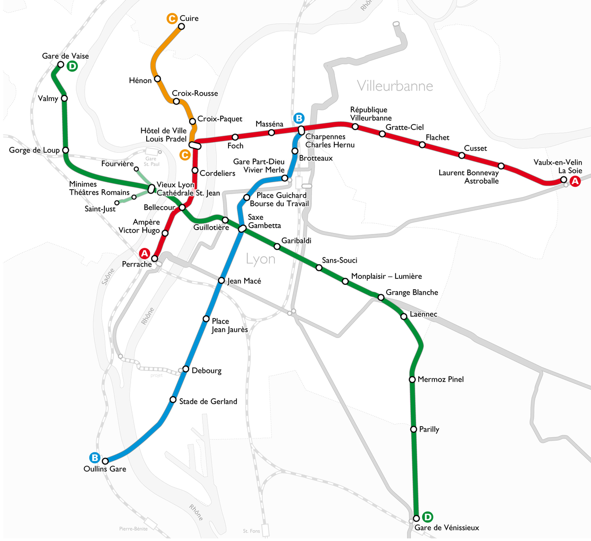 Lyon Metro Map