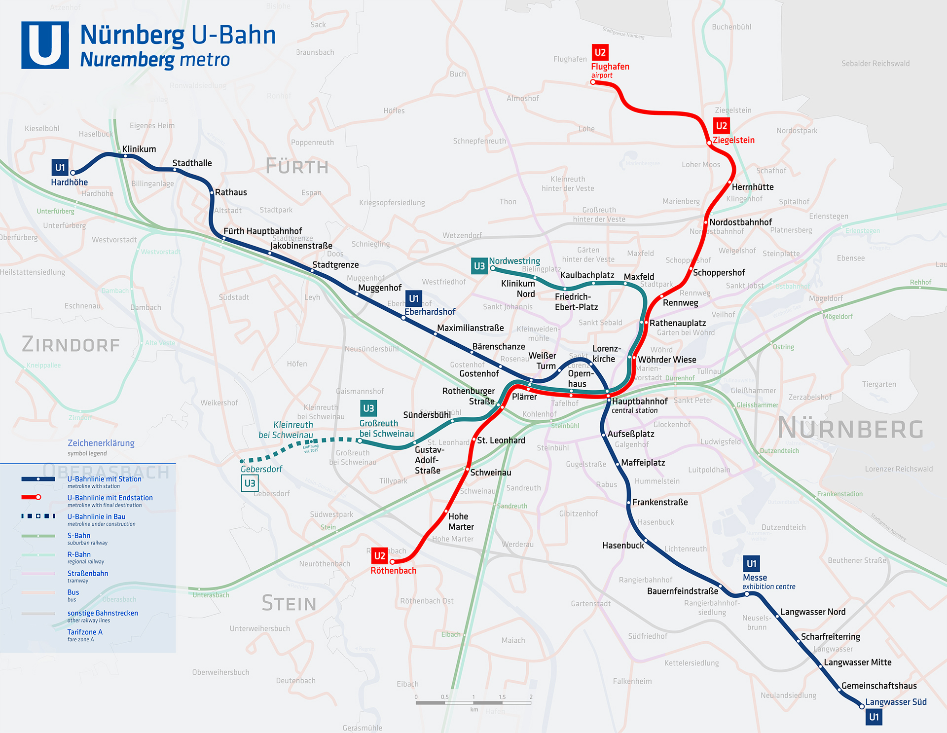 Map of Nuremberg U-Bahn